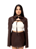 Vintage Brown Tied Cropped Jacket